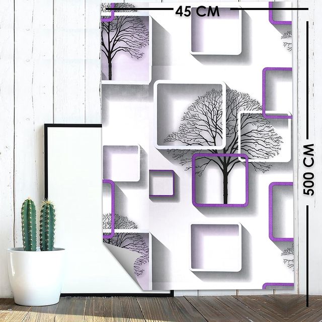 Wollzo Happy Winter(Violet-New) Self Adhesive Wallpaper(Multicolour, 45 X 500 Cm)