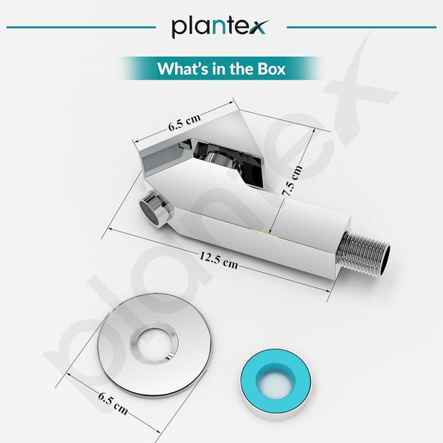 Plantex PRI-301 Brass Bib Cock Water Tap - Teflon Tape & Wall Flange (7 Year Warranty)