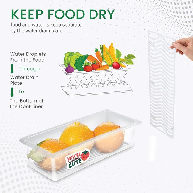 Milton Cryo Fridge Storage Container Set Of 6 | Vinyl Stickers & Removable Drain Plate |1500Ml
