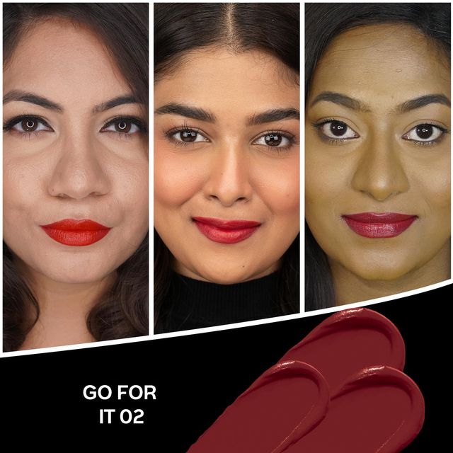 Faces Canada Comfy Matte Creme Lipstick - Go For It 02, 8HR Long Stay | Intense Color