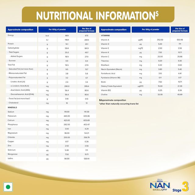 Nestle Nan Excellapro 3 Follow-Up Formula Powder - Stage 3 | After 12 Months