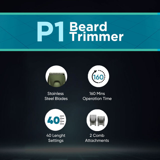 VEGA Power Series P-1 Beard Trimmer For Men With 160 Mins Runtime & 40 Length (Green)
