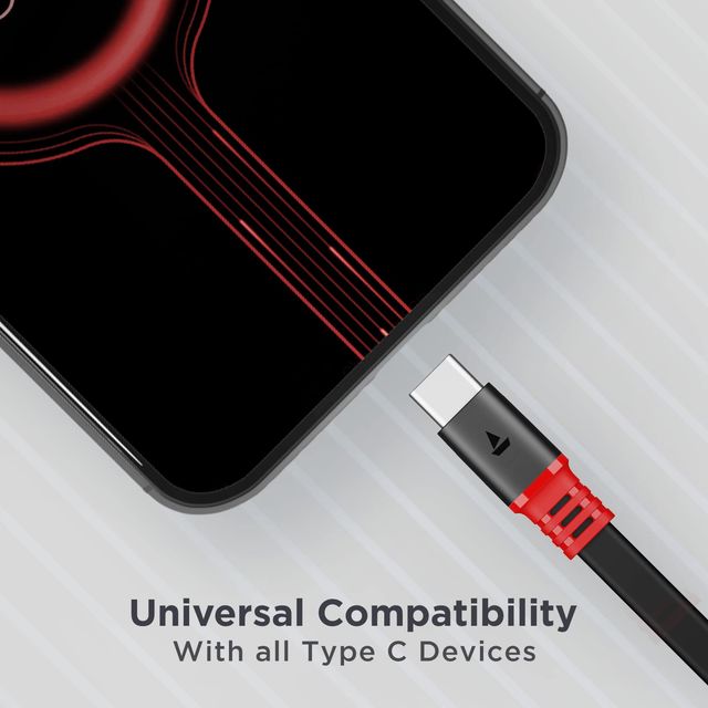 boAt Type C Cable w/ 6.5A Super Fast Charging & Stress Resistance - Type C A750 (Rebellious Black)