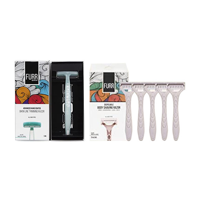 Bikini Line Razor (1pc) & Disposable Body Shaving Razor(5pc) Combo