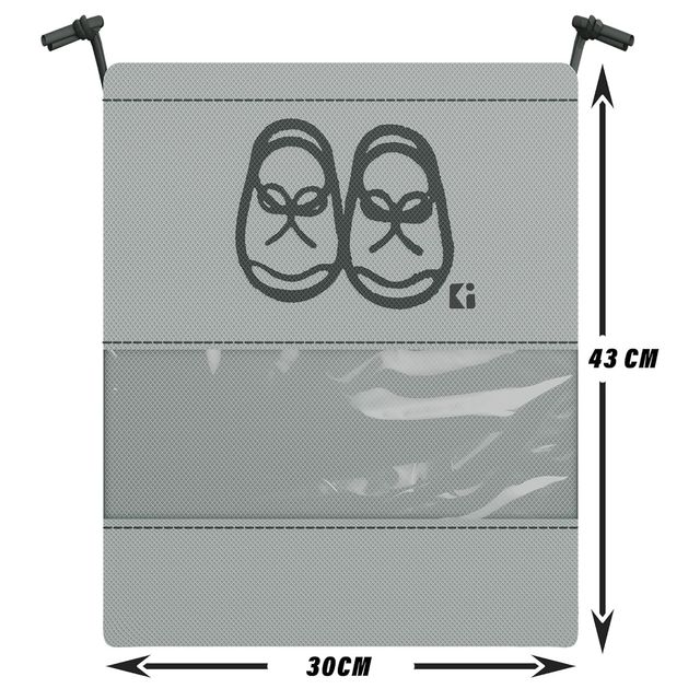 Kuber Industries Non Woven Pack of 12 Shoe Cover/String Bag Organizer Transparent Window | Grey