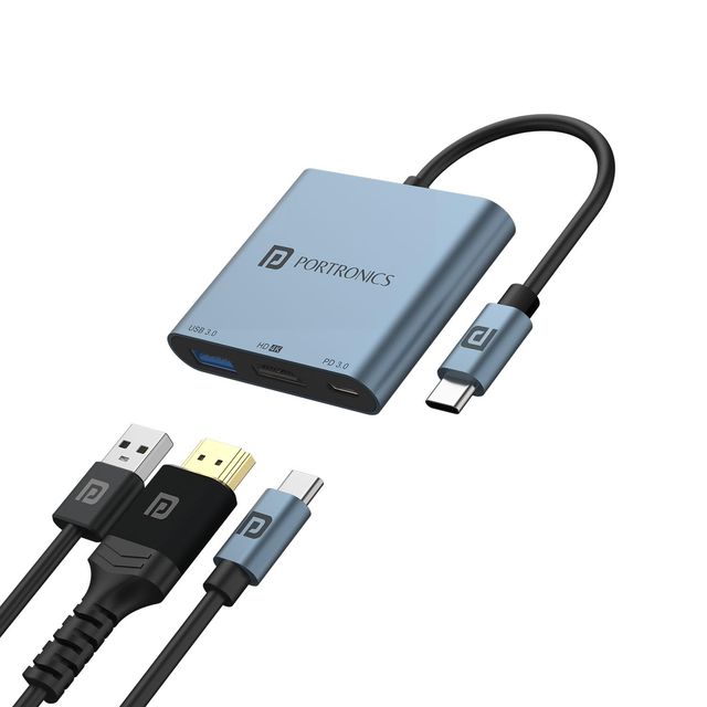 Portronics C-Konnect Plus Type C 3-In-1 To Hdmi + Usb Hub