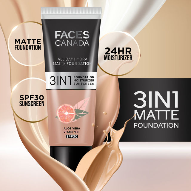 Faces Canada 3in1 All Day Hydra Matte Foundation + Moisturizer + SPF 30 | Rose Ivory 011