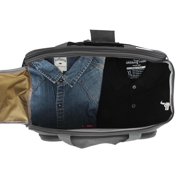 Urban Tribe Unisex Solid Polyester 60 L Telescopic Duffle Trolley Bag | Grey