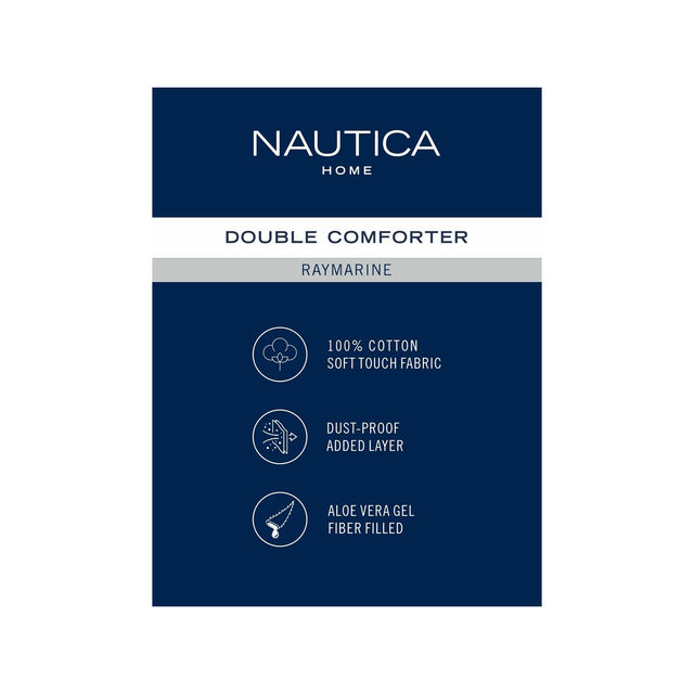 Nautica Super Soft Cotton Fabric Comforter for All Weather | Double Size | Geometric | Grey, Green