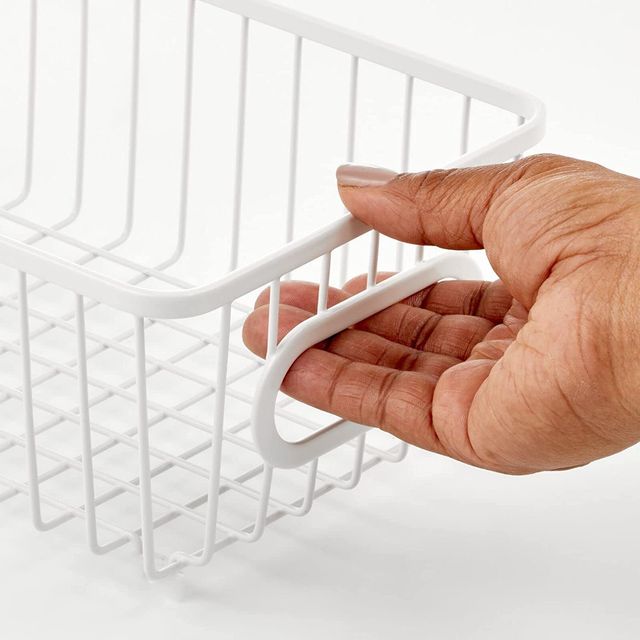 Go Hooked Multipurpose 10 Inch Metal Storage Organizer Basket - White