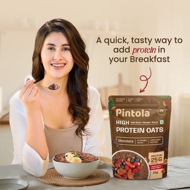 Pintola High Protein Oats Dark Chocolate With Almonds Raisin Pumpkin And Chia Seeds