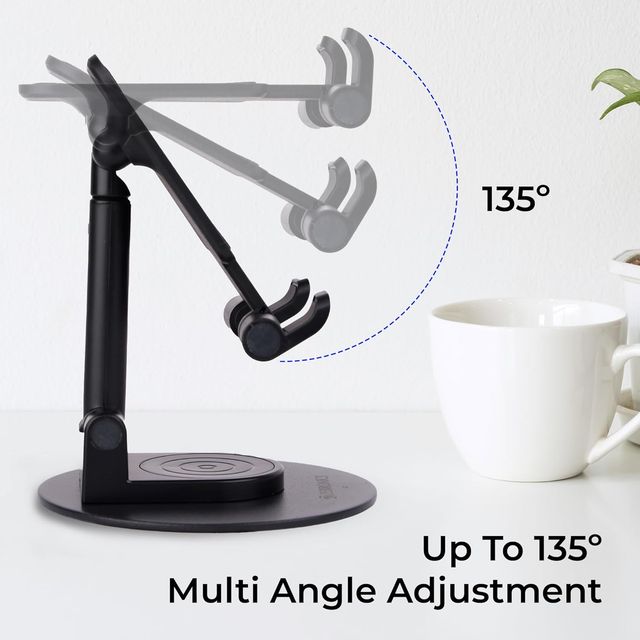 Zebronics MTS100 Mobile & Tablet Stand with 360�, Foldable, Adjustable Height, Anti-Skid Base