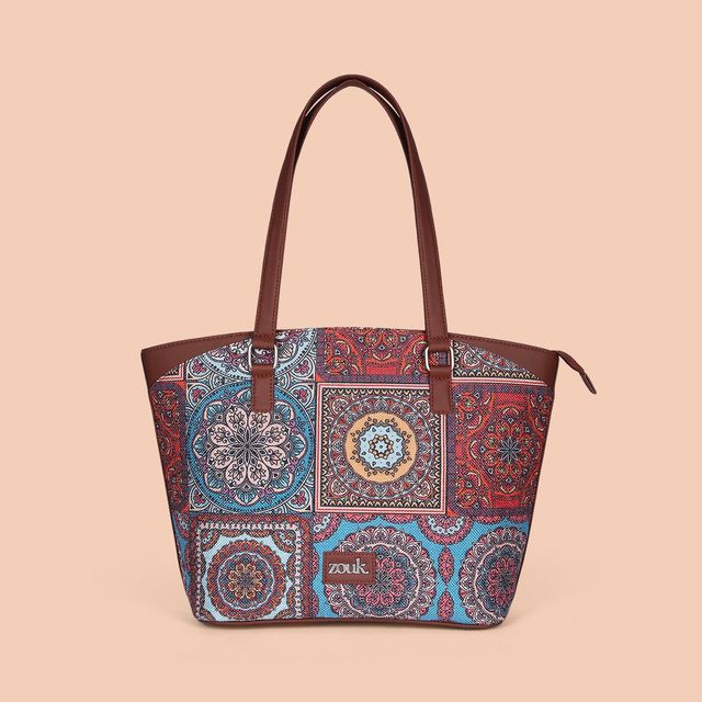 Zouk Women's Vegan Leather 10 L Double Strap Tote Bag | Multicolour - Standard