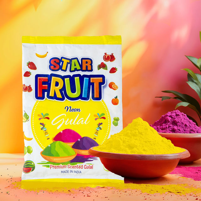 Star Fruit Premium Holi Gulal - Neon Yellow