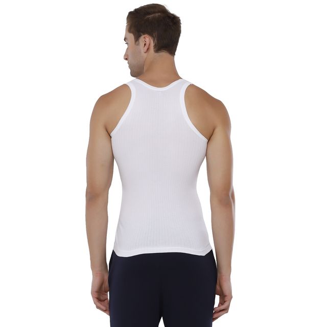 Rupa Frontline Men's Solid Super Combed Cotton Vest | White - S