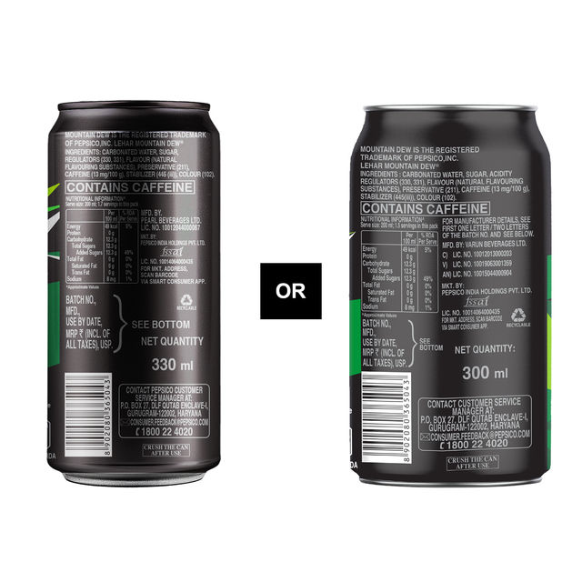 Mountain Dew Soft Drink Can 300 l Combo