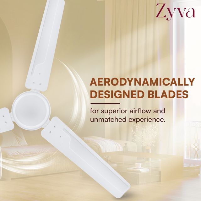 Ivas Zyva Ceiling Fan, 1200mm, 400 RPM, Star Rated, White