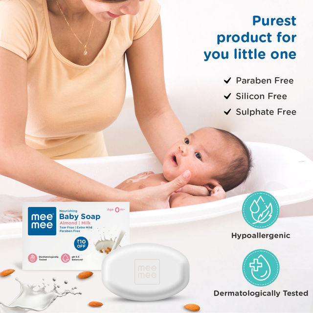 Mee Mee Nourishing Baby Soap Almond Oil Milk For Kids | White | 0+ months