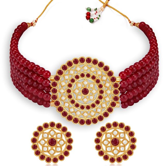 Sukkhi Amazing Gold Plated Combo Choker Necklace Set For Women