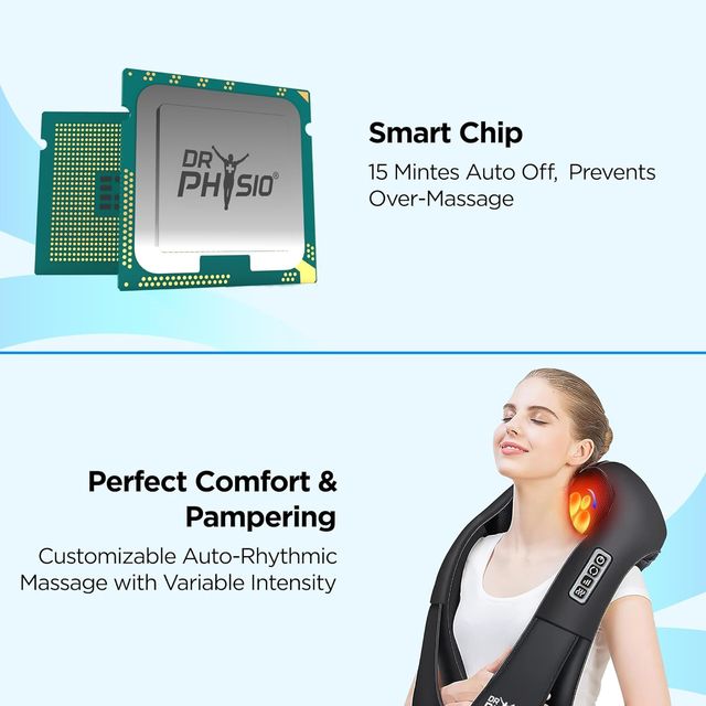 Dr Physio (Usa) Electric Heat Shiatsu Massager Machine For Cervical Neck Shoulder &Back Pain Relief