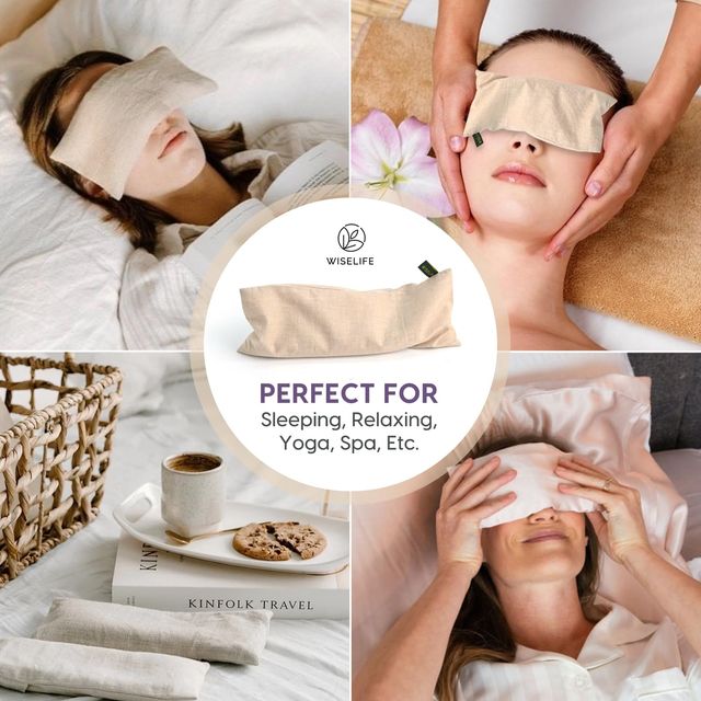 Wiselife Unisex Solid Cotton Linen Blend Eye Mask | Beige