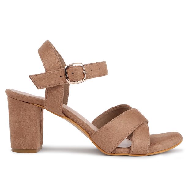 Trase Block Heels Sandals For Women - Beige | 7 UK