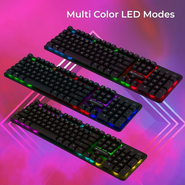 Zeb Transformer K1 Gaming Keyboard, 104 Keys, 1.7M Cable, Multi Color Led Modes, Multimedia Keys