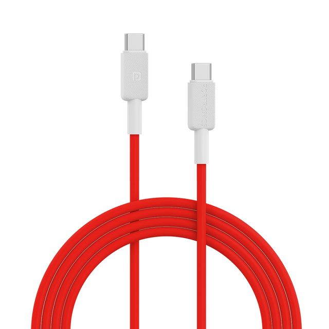 Portronics Konnect Link C Square 100W Type C to C Fast Charging PD Cable | 480Mbps Data - Red
