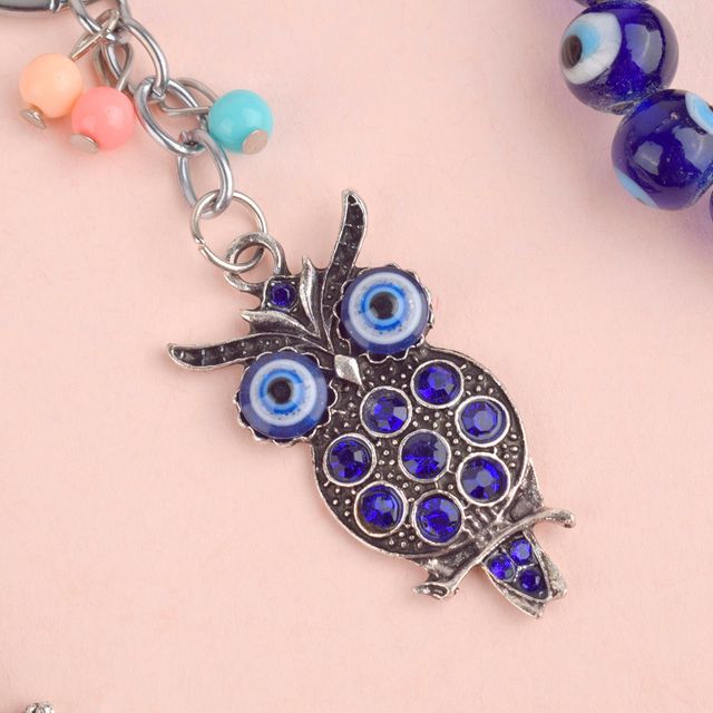 Satvik Evil Eye & Owl Keychain