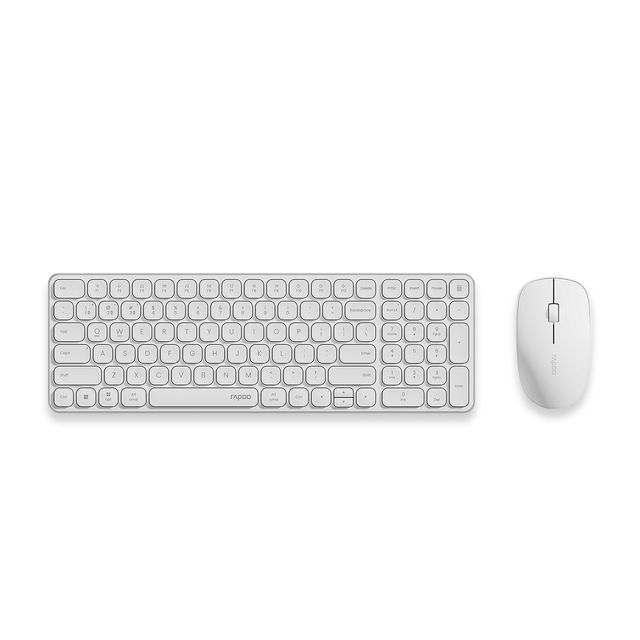 Rapoo 9320M Bluetooth 4.0 | 5.0 + 2.4G Wireless Multi-Mode Keyboard, Mouse, 2400DPI | Compact White