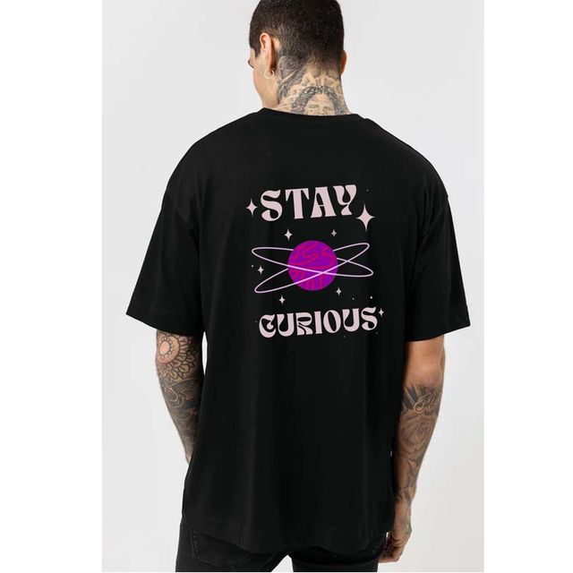 Monkey Boys Men's Oversized Printed T-Shirt | Cotton Blend | Black | SPYL65 | XL