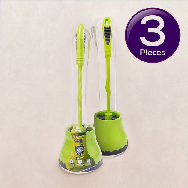 Gebi Sparkle Plus Antibacterial Toilet Round Brush With Container 1 pc Combo