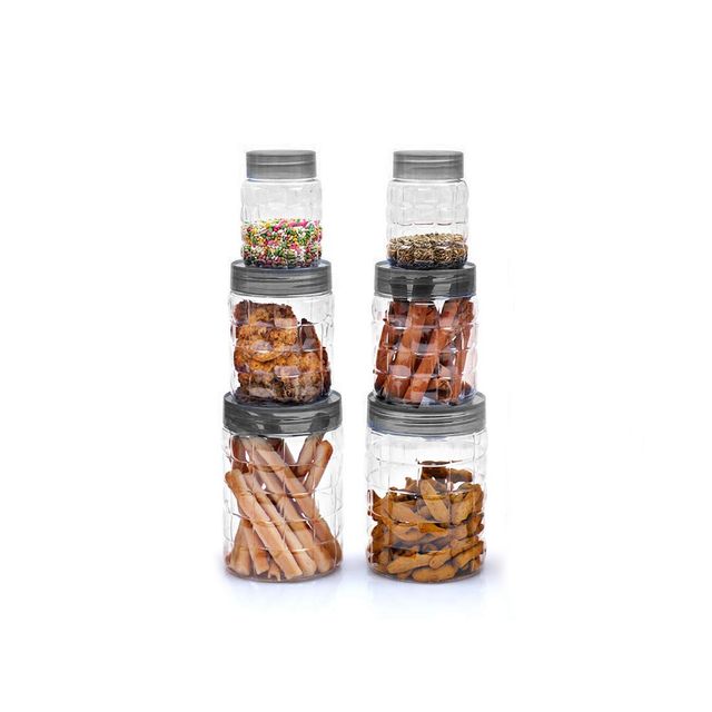 Cello Checkers Pet Plastic Airtight Canister Set of 6