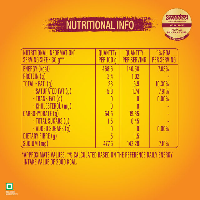 UNIBIC Swaadesi No Palm Oil Kerala Banana Chips-Classic Salted