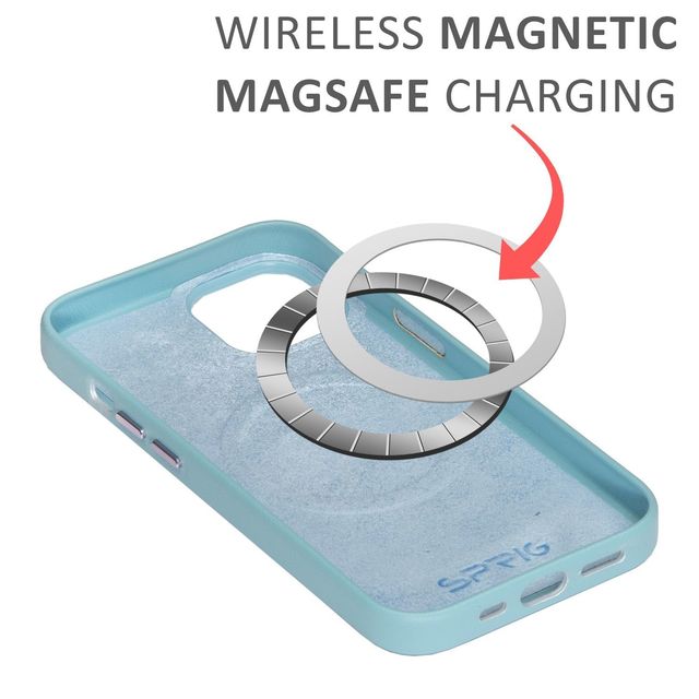 Sprig Designer Back Cover for Apple Iphone 15 Liquid Silicone Shock Proof | Light Green | MagSafe Compatible