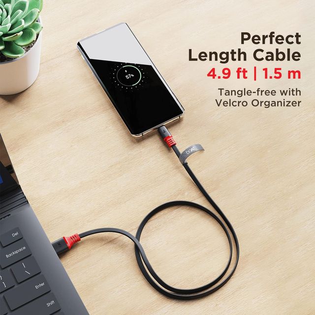boAt Type C Cable w/ 6.5A Super Fast Charging & Stress Resistance - Type C A750 (Rebellious Black)