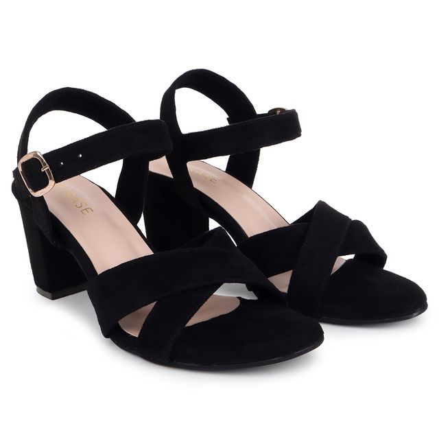 Trase Block Heels Sandals For Women - Black | 7 UK