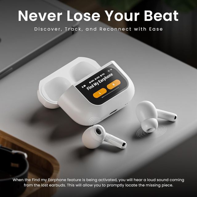 Hammer Anc (32Db) Tws| 30Hr Battery| 5 Eq Modes| Touch Screen True Wireless Buds (White)