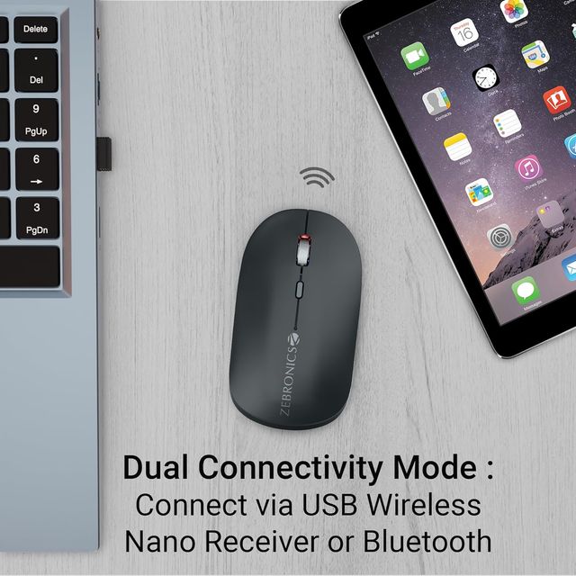 Zebronics Poise Rechargeable Wireless Mouse | Metallic Black