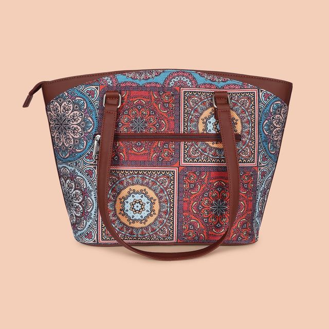 Zouk Women's Vegan Leather 10 L Double Strap Tote Bag | Multicolour - Standard