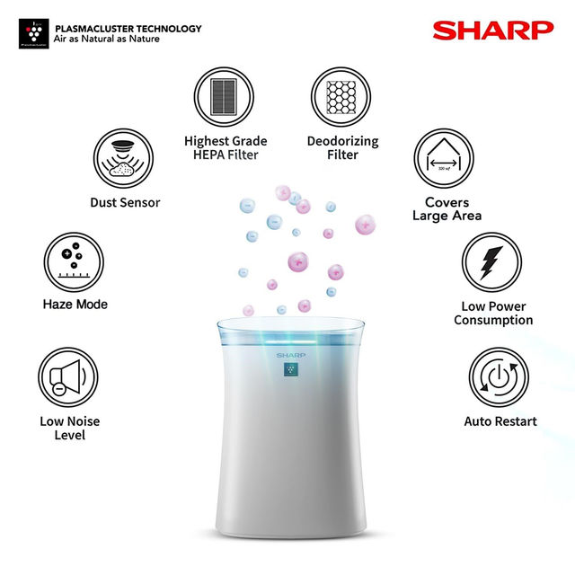 Sharp Room Air Purifier FP-F40E-W | White | With Plasmacluster Ion Technology