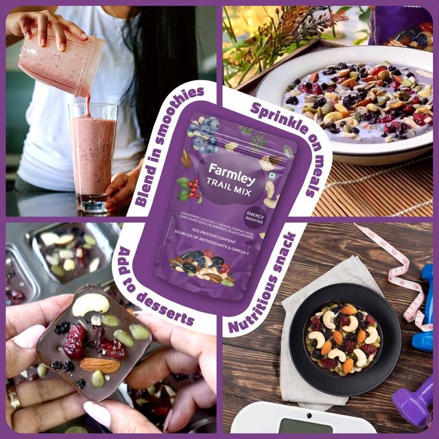 Farmley Trail Mix Dry Fruit- Almonds, Cashews, Cranberries, Blueberries, Blackcurrant & More