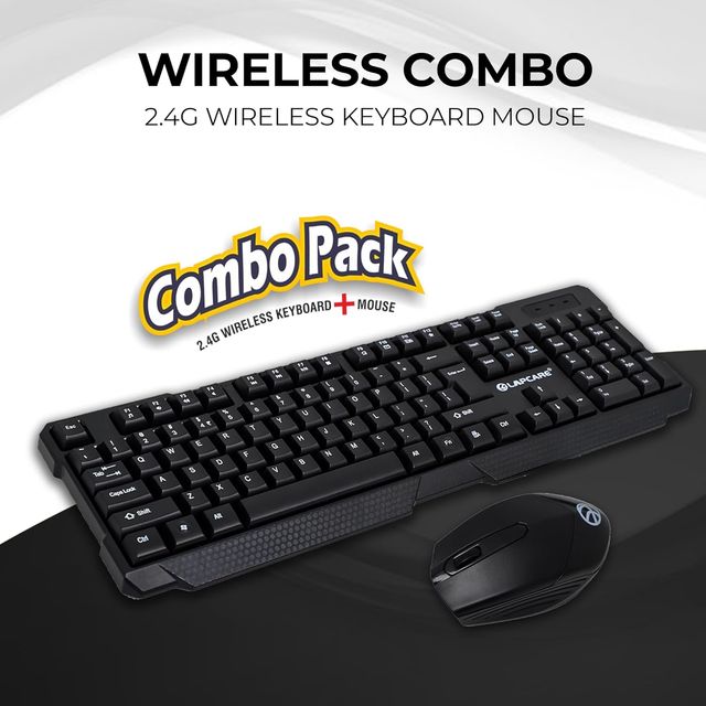 Lapcare Wireless Combo Wl204 Keyboard Printing + Uv Coating| No Fading Letters| 1600 Dpi
