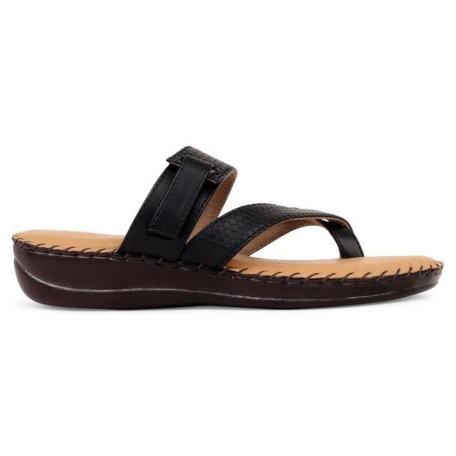 Trase Sleek Ortho Slippers For Womens - Black | 5 UK