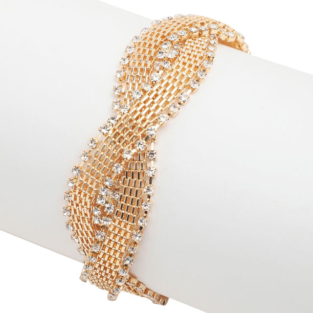 Sohi Gold Plated Party Rhinestones Bracelet For Women