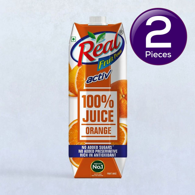 Dabur Real Activ 100% Orange Juice | Tetrapack 1 l Combo