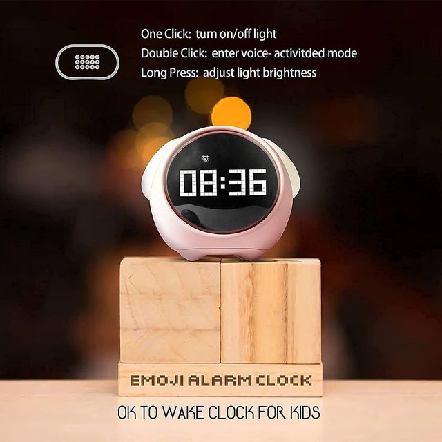 Desidiya Digital Emoji Table Clock - Pink, Fun Design - Pink