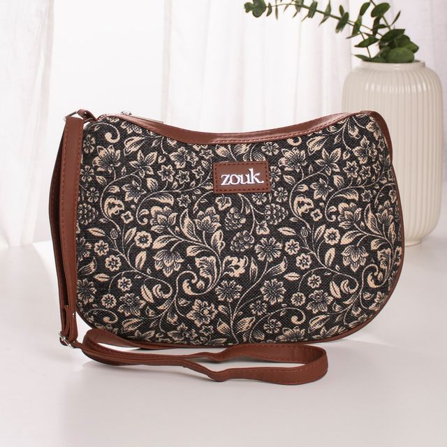 Zouk Women's Vegan Leather 5.7 L Shoulder Handle Shoulder Bag | Black - One Size