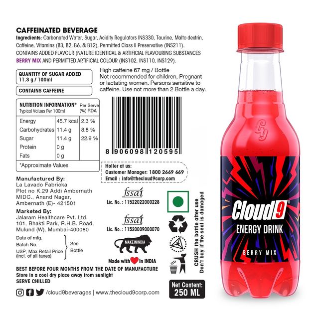 Cloud9 Beverages Berry Energy Drink