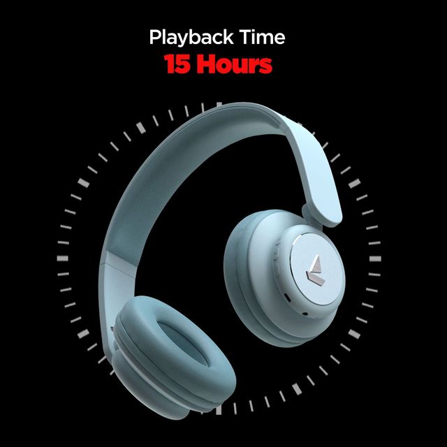 boAt Rockerz 450 On Ear BT Headphones w/ 15H Playtime, 40mm Drivers & Integrated Controls (Aqua Blue)